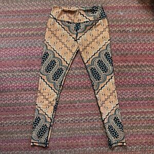 AUM BROWN & BLACK MANDALA PATTERN YOGA LEGGINGS